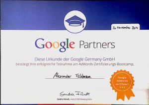 Google Partners - Teilnahme Zertifikat